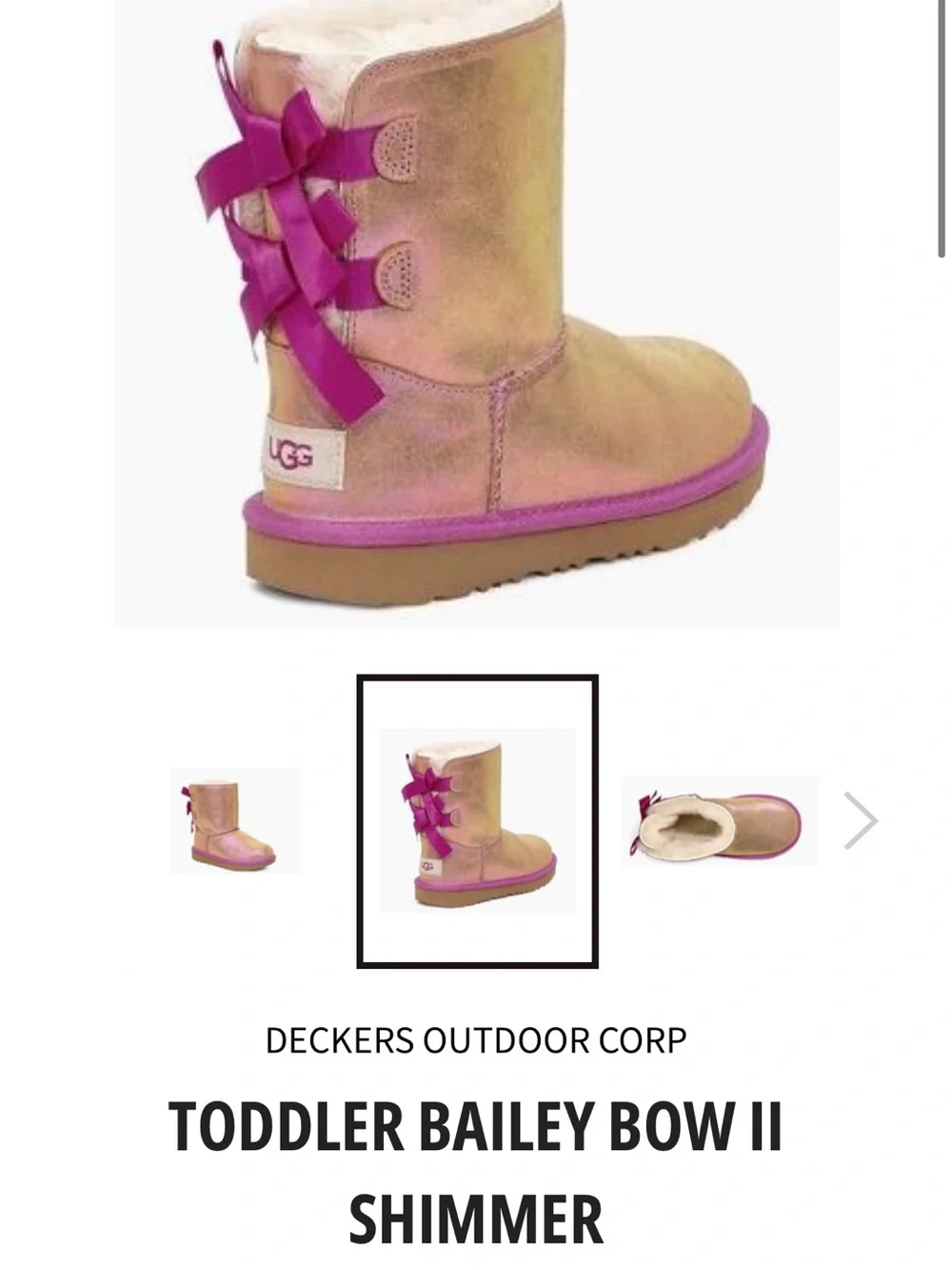 UGG Kids Bailey Bow Boot - Chestnut with Hot Pink Bows